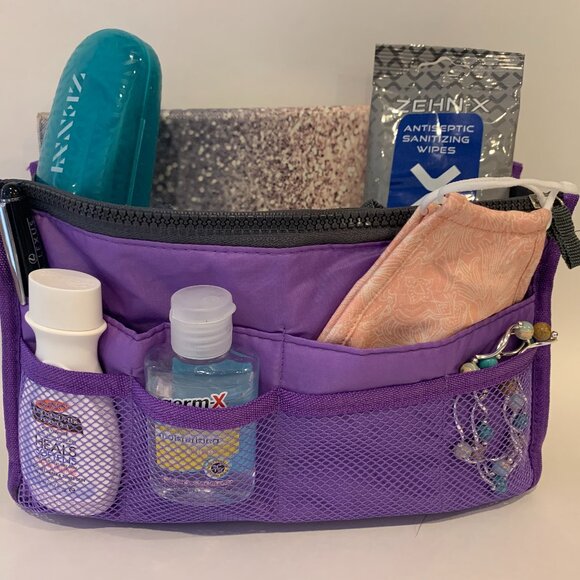 Handbag Organizer/ Purse Insert / Divider /Cosmetic Case- Purple- NWT - Picture 4 of 10